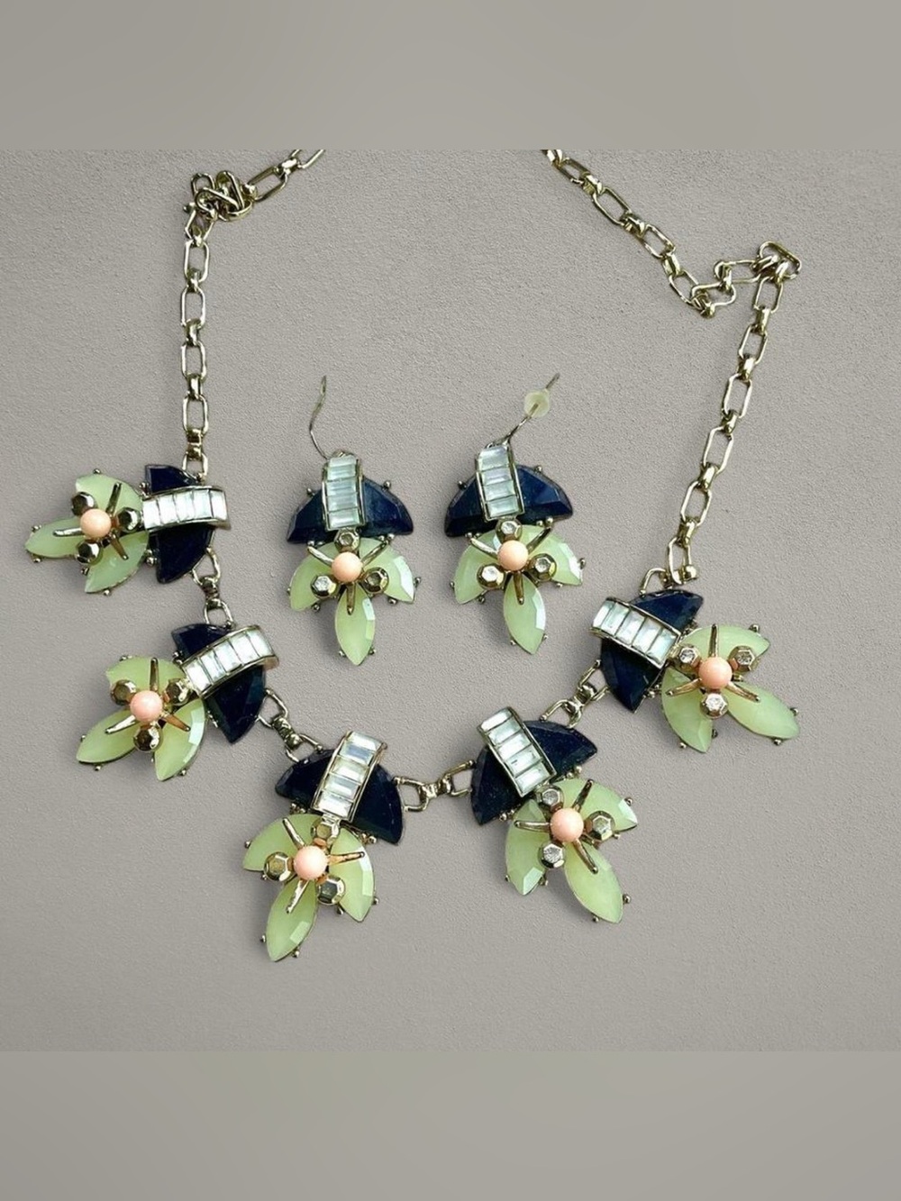 Talbots Statement Floral Bib Necklace and Earring Set